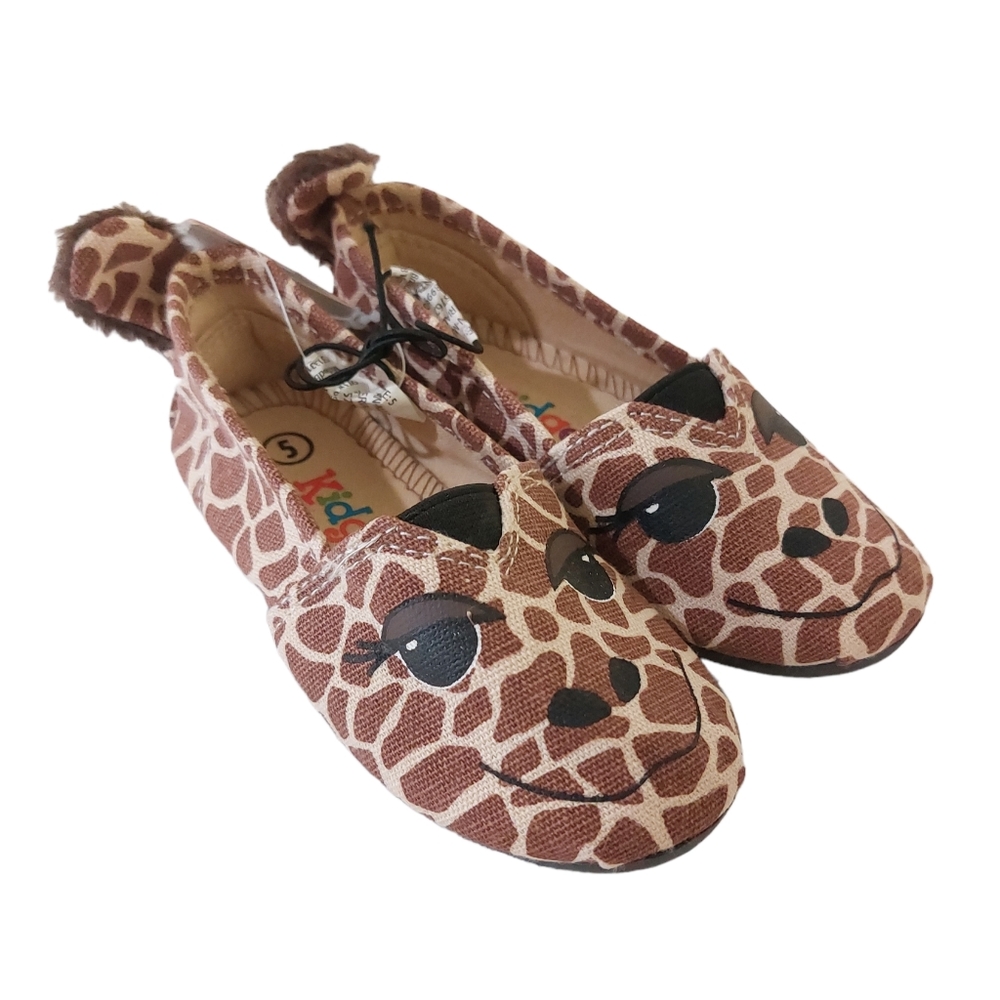 Kidgets Giraffe Animal Face 3D Tail Cute Girls Flats Sneakers Slip-on Shoes